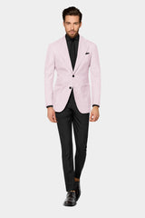 Veste de costume rose clair à deux boutons pour homme, tenue de soirée unie, revers crantés, coupe slim, blazer élégant