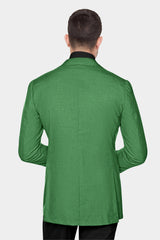 Veste de costume unie à deux boutons pour homme, verte, revers cranté, coupe slim, blazer élégant