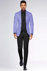 Veste de costume à deux boutons violette pour homme, tenue de soirée unie, revers cranté, coupe slim, blazer élégant