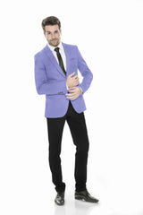 Veste de costume à deux boutons violette pour homme, tenue de soirée unie, revers cranté, coupe slim, blazer élégant