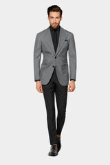 Veste de costume grise à deux boutons pour homme, tenue de soirée unie, revers cranté, coupe slim, blazer élégant