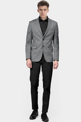 Veste de costume grise à deux boutons pour homme, tenue de soirée unie, revers cranté, coupe slim, blazer élégant