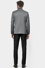 Veste de costume grise à deux boutons pour homme, tenue de soirée unie, revers cranté, coupe slim, blazer élégant