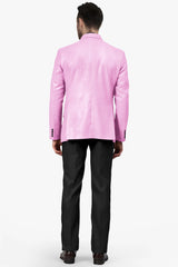 Veste de costume rose à deux boutons pour homme, tenue de soirée unie, revers cranté, coupe slim, blazer élégant
