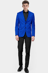 Veste de costume bleu à deux boutons pour homme, tenue de soirée unie, revers cranté, coupe slim, blazer élégant