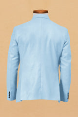Sky Blue Men's Two Button Dress Party Solid Suit Jacket Notched Lapel Slim Fit Stylish Blazer