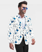 Veste de costume blanche à deux boutons pour homme, imprimé floral, revers cranté, coupe slim, blazer élégant