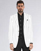Veste de costume blanche à deux boutons pour homme, imprimé à rayures, revers crantés, coupe slim, blazer élégant
