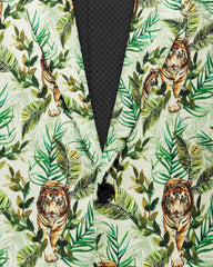 Veste de costume à deux boutons pour homme, verte, à imprimé feuilles, revers crantés, coupe slim, blazer élégant