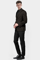 Chocolate Men's Two Button Dress Party Checks Print Suit Jacket Notched Lapel Slim Fit Stylish Blazer