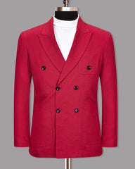 Veste de costume rouge à deux boutons pour homme, tenue de soirée unie, revers cranté, coupe slim, blazer élégant