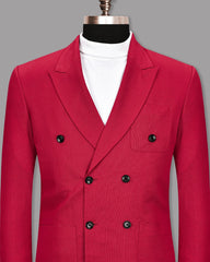 Veste de costume rouge à deux boutons pour homme, tenue de soirée unie, revers cranté, coupe slim, blazer élégant