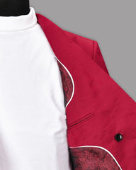 Veste de costume rouge à deux boutons pour homme, tenue de soirée unie, revers cranté, coupe slim, blazer élégant