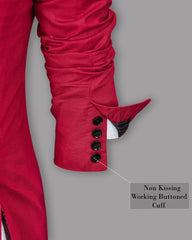 Veste de costume rouge à deux boutons pour homme, tenue de soirée unie, revers cranté, coupe slim, blazer élégant