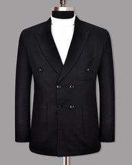 Veste de costume noire à deux boutons pour homme, tenue de soirée unie, revers cranté, coupe slim, blazer élégant
