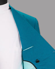 Turquoise Men's Two Button Dress Party Solid Suit Jacket Notched Lapel Slim Fit Stylish Blazer