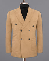 Veste de costume unie à deux boutons pour homme, couleur crème, revers cranté, coupe slim, blazer élégant