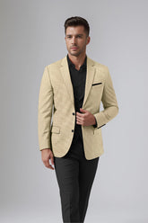 Veste de costume à carreaux beige pour homme, blazer slim fit