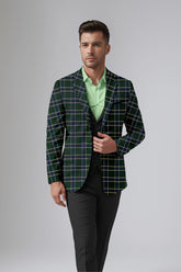 Veste de costume à carreaux bleu foncé pour homme, blazer slim fit