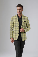 Veste de costume à carreaux pour homme Pale Oilve Blazer Slim Fit