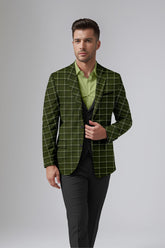 Veste de costume à carreaux pour homme, couleur olive foncé, coupe slim