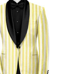 Veste de costume à rayures jaune et blanche pour homme, blazer slim fit
