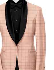 Veste de costume à carreaux pour homme en or rose, coupe slim