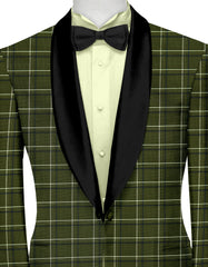 Veste de costume à carreaux de fête pour homme, coupe slim, couleur olive foncé