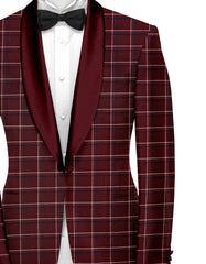 Veste de costume à carreaux pour homme Maroon Oak Blazer Slim Fit