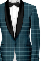 Veste de costume à carreaux bleu paon pour homme, blazer slim fit
