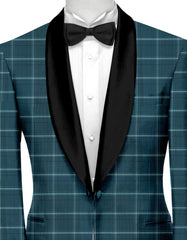 Veste de costume à carreaux bleu paon pour homme, blazer slim fit