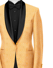 Veste de costume jacquard orange clair pour homme, blazer slim fit