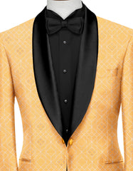 Veste de costume jacquard orange clair pour homme, blazer slim fit
