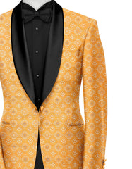 Veste de costume jacquard orange poussiéreux pour homme, blazer slim fit