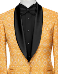 Veste de costume jacquard orange poussiéreux pour homme, blazer slim fit