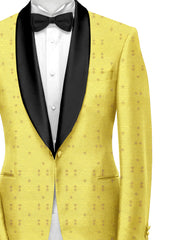 Veste de costume jacquard jaune terne pour homme, blazer slim fit