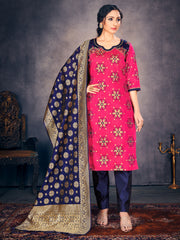 Costume Salwar tissé en soie d'art Banarasi rose