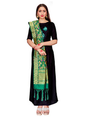Dupatta tissé en soie artistique Banarasi vert turquoise