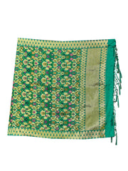 Dupatta tissé en soie artistique Banarasi vert turquoise