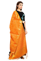 Dupatta tissé en soie d'art Banarasi orange