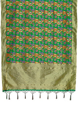 Dupatta tissé en soie d'art Banarasi vert
