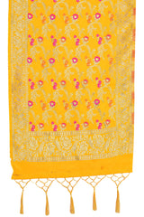 Dupatta tissé en soie d'art Banarasi moutarde