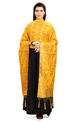 Dupatta tissé en soie d'art Banarasi moutarde