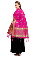 Dupatta tissé en soie d'art Banarasi rose