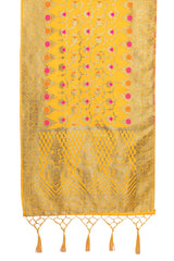 Dupatta tissé en soie d'art Banarasi jaune