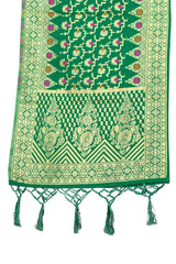 Dupatta tissé en soie d'art Banarasi vert