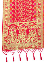Dupatta tissé en soie d'art Banarasi rouge