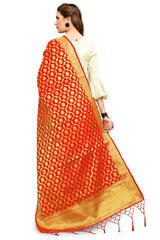 Dupatta tissé en soie d'art Banarasi rouge