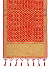 Dupatta tissé en soie d'art Banarasi rouge