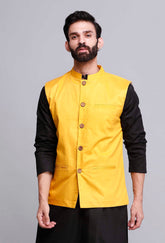 Gilet uni en coton jaune pour homme